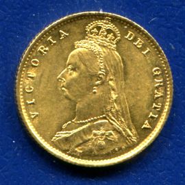 Монета Великобритания 1/2 соверена 1887 Золото Англия - изображение 46