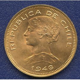 Монета Америка 100 песо 1946 Золото Чили - изображение 43
