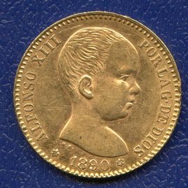 Монета Испания 20 песет 1890 Золото Испания - изображение 49