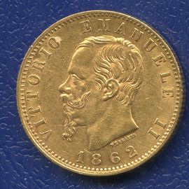 Монета Италия 20 лир 1862 Золото Италия - изображение 49