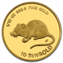 Монета Год Крысы 10 синголд 1984 Золото Сингапур - изображение 58