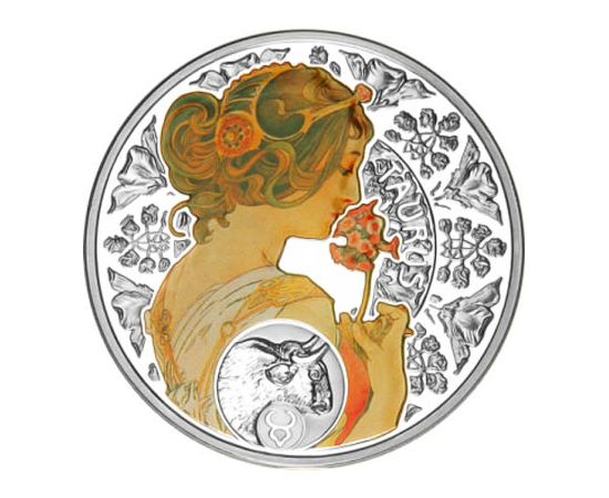 Монета Телец Альфонс Муха 1 доллар 2011 Серебро Ниуэ - изображение 46