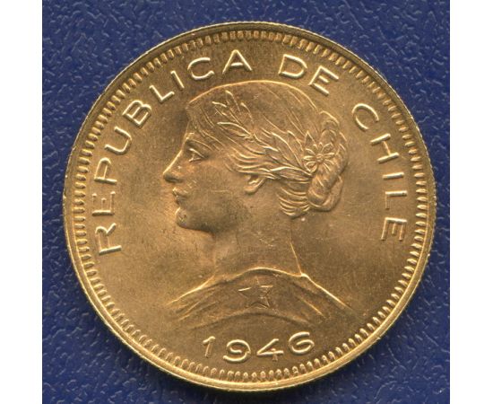 Монета Америка 100 песо 1946 Золото Чили - изображение 43