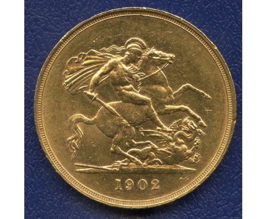 Монета Великобритания 5 фунтов 1902 Золото Англия - изображение 47
