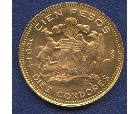 Монета Америка 100 песо 1946 Золото Чили - изображение 44