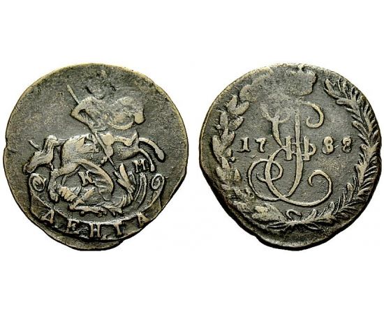 Монета Екатерина II (1762-1796) деньга 1788 Медь Россия - изображение 25