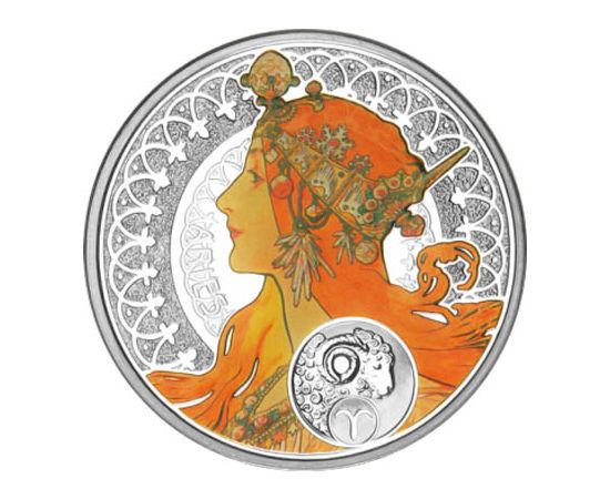 Монета Ниуэ "Альфонсо Муха-Овен" 1 доллар 2011 Серебро - изображение 46