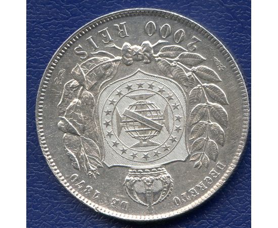 Монета Бразилия 2000 рейс 1889 Серебро Бразилия - изображение 44