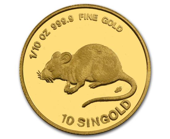 Монета Год Крысы 10 синголд 1984 Золото Сингапур - изображение 58 Монета Год Крысы 10 синголд 1984 Золото Сингапур - изображение 58